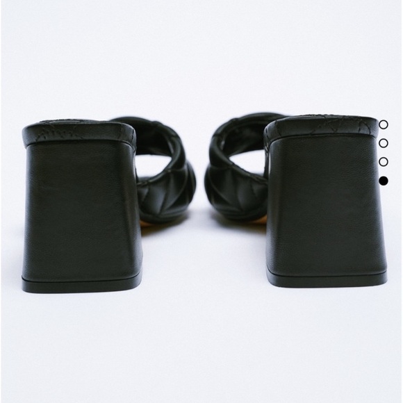 NWT Zara Black Wide Block Heels Quilted Sandals “ Bottega Venetta Vibes “ - Picture 5 of 8